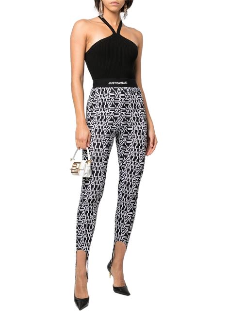 Leggings con staffa logo all-over JUST CAVALLI | Pantaloni | S04KA0339 N21661900